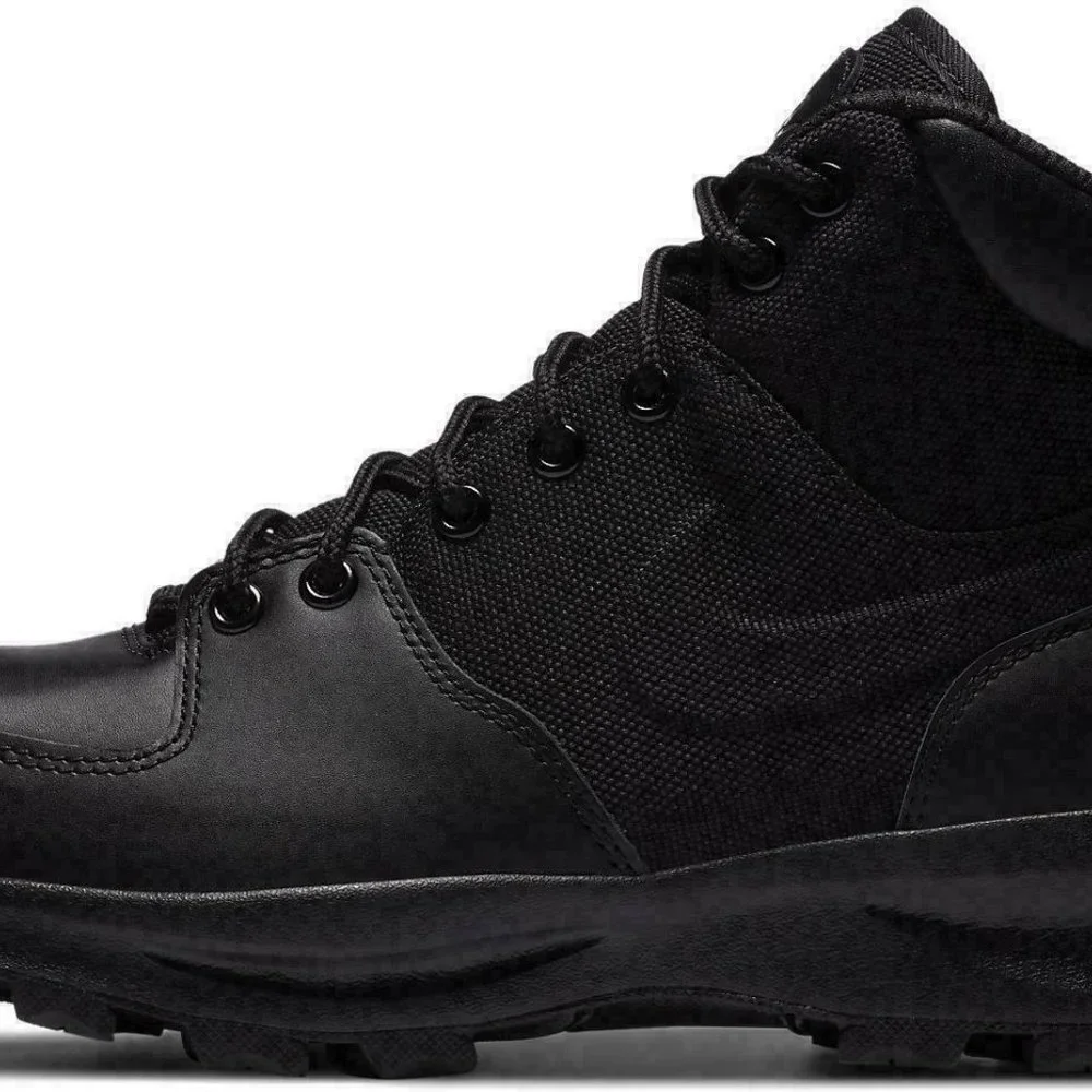 Nike Manoa Water Resistant Leather Boots Triple Black 456975-001 Mens - Picture 5 of 7